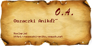 Oszaczki Anikó névjegykártya